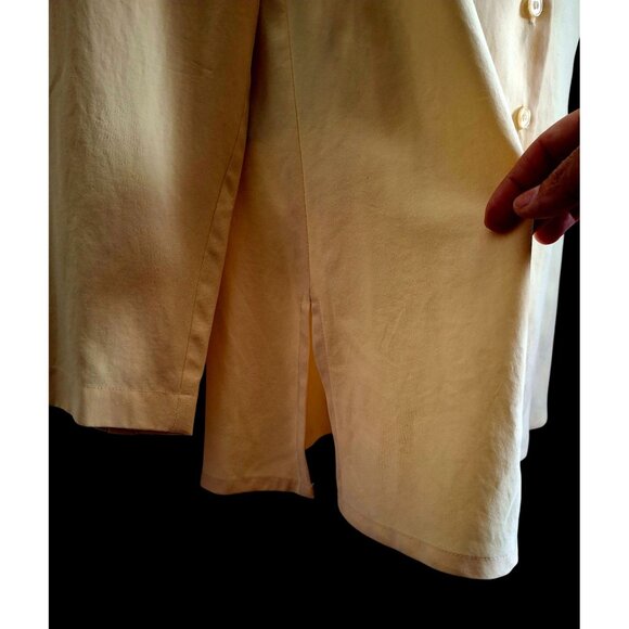 Vintage Silk Long-Sleeve Button-Up Shirt In Light Yellow Size M - Picture 7 of 11